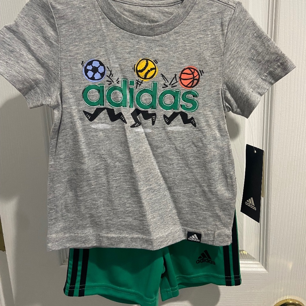Unisex Adidas 2 piece Tshirt and Short set 18mo